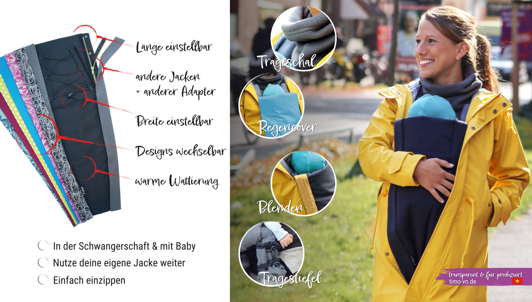 Kumja jacket extension for pregnancy / babywearing