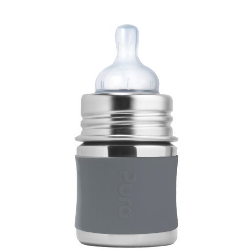 Pura Kiki Flasche-125 ml-Sauger-schiefergrau Sleeve