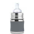 Pura Kiki Flasche-125 ml-Sauger-schiefergrau Sleeve